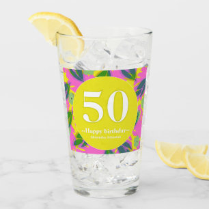 Copo De Pint aniversário de 50 anos amarelo tropical colorido