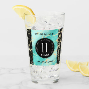 Copo De Pint Aniversário de Casamento da 11 Turquesa Elegante