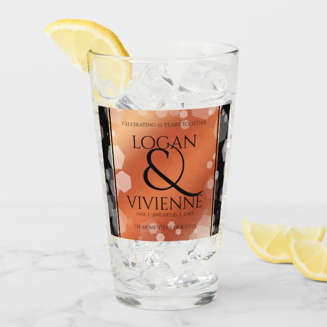 Copo De Pint Aniversário de Casamento de Bronze, 8° aniversário (Gelo frontal)