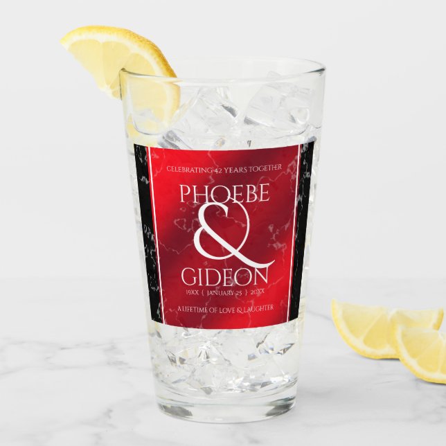 Copo De Pint Aniversário de Casamento do Elegante 42º Jasper (Gelo frontal)