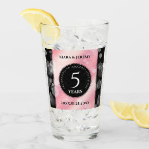 Copo De Pint Aniversário de Casamento Elegante 5 Rosa Quartz