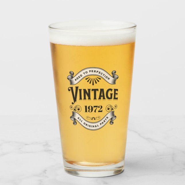 Copo De Pint Aniversário de Qualquer Ano Vintage (Frente (Preenchido))
