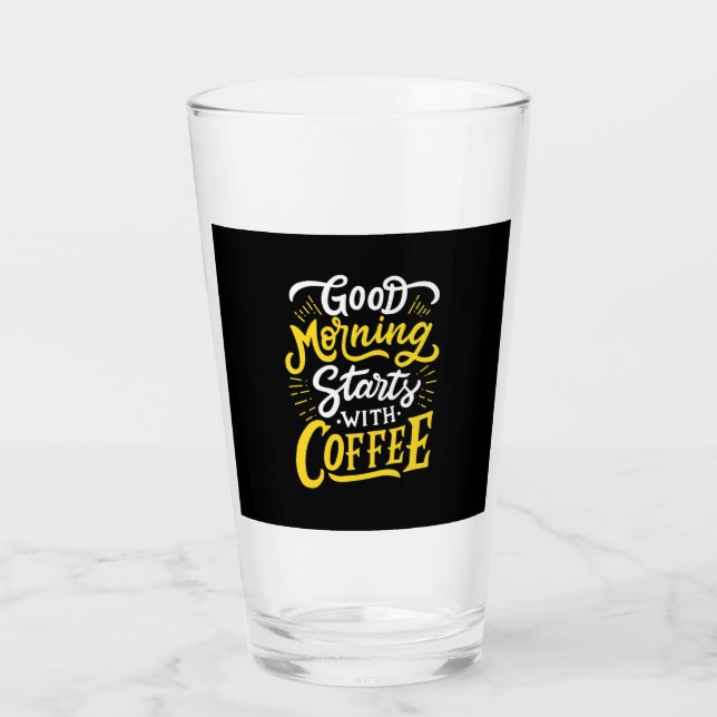 Copo De Pint Aniversário Presente Bom Dia Comece Com Café (Frente)