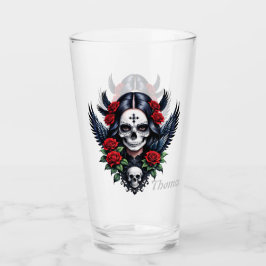 Copo De Pint Anjo do Crânio de Açúcar com Rosas.