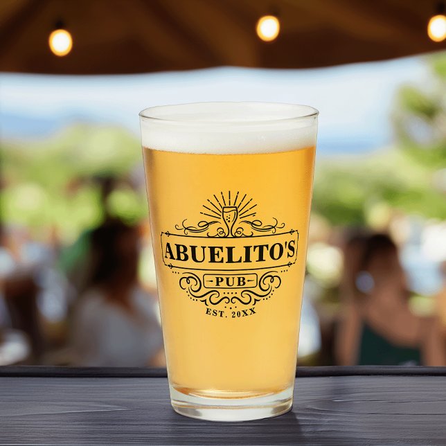 Copo De Pint Ano Pub Personalizado do Abuelito Estabelecido (Criador carregado)