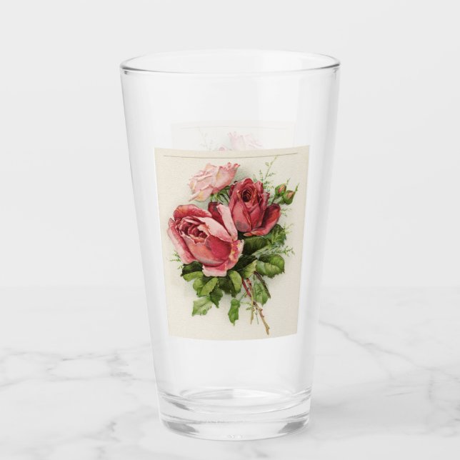 Copo De Pint Antiguidade Vintage Rosas Florais (Frente)