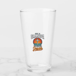 Copo De Pint Apenas um avô que ama Jesus Camisa Vintage Cruz