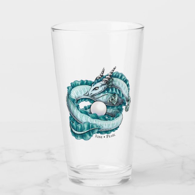 Copo De Pint Aqua Drqagon: Pearl de Birthstone, em junho (Frente)