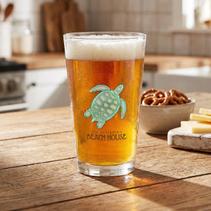 Copo De Pint Aqua ID623 azul da tartaruga da casa de praia