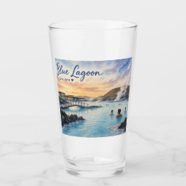 Copo De Pint Aquarela do banho termal Blue Lagoon Islândia 
