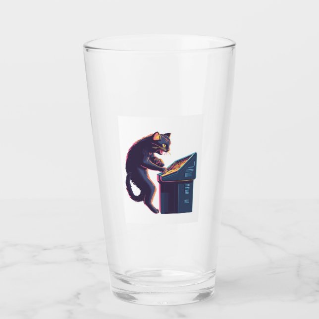 Copo De Pint Arcade Meowster � Gamer Cat Nostálgico (Frente)