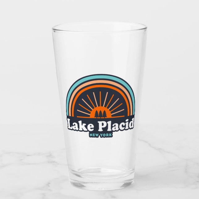 Copo De Pint Arco-íris de Lake Placid Nova York (Frente)