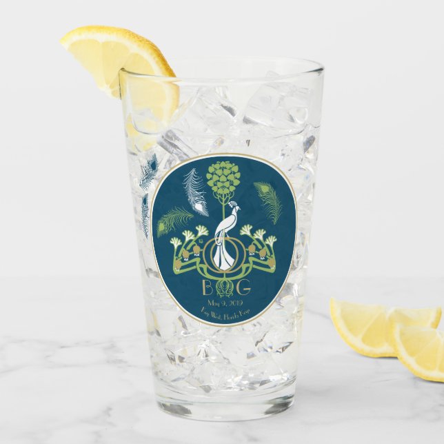 Copo De Pint Art Deco Beer Glass Pint Casamento (Gelo frontal)