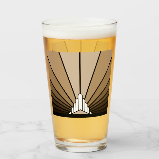 Copo De Pint Art deco sun em bronzeado (Traseira (Preenchido))