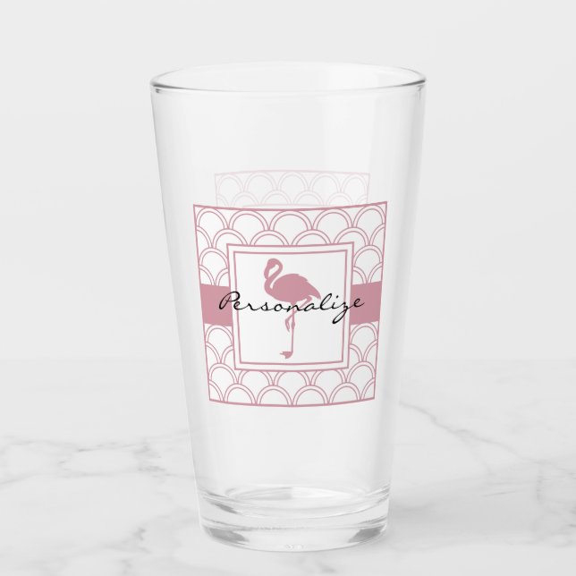 Copo De Pint Art Deco Wave Patten Pink Flamingo (Frente)
