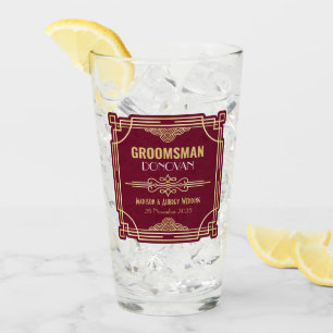 Copo De Pint Art Deco Weding Padrinho de casamento Dourado Favo
