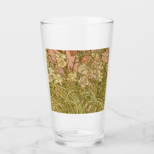 Copo De Pint Art Nouveau Alfonse Mucha Flores de cravo florais