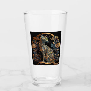 Copo De Pint Art Nouveau Cat Glass Tumbler