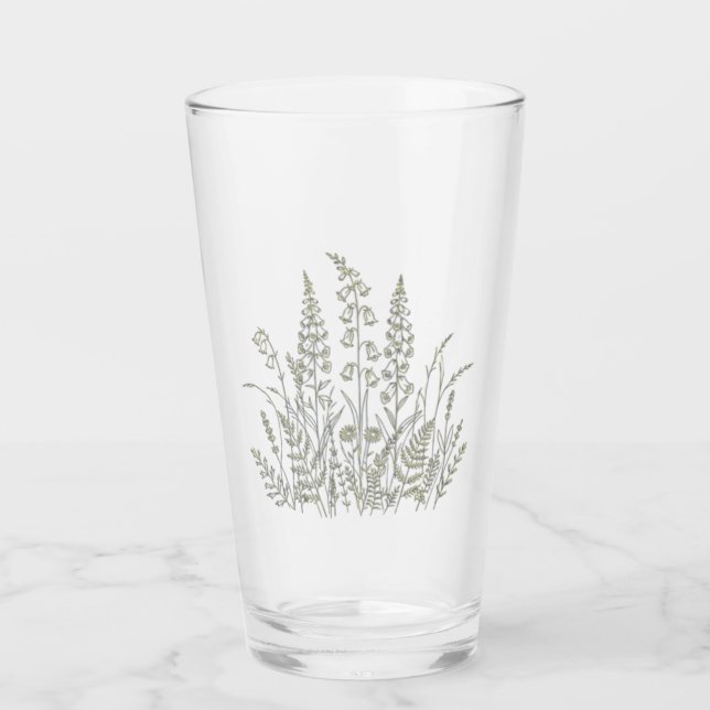 Copo De Pint Arte Botânica de Prado de Flores Silvestres (Frente)