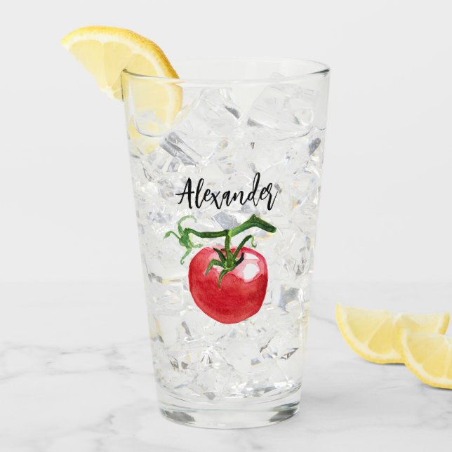 Copo De Pint Arte De Aquarela De Tomate (Gelo frontal)