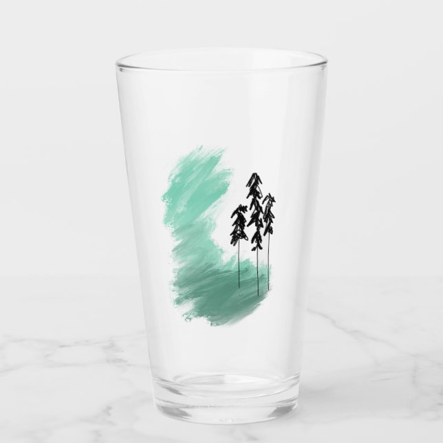 Copo De Pint arte de árvore verde escandinava simples menta mod (Frente)