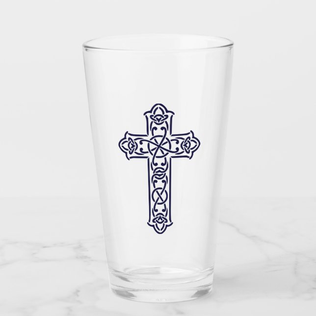 Copo De Pint Arte de Entrelaçamento Gráfico da Cruz Celta (Frente)