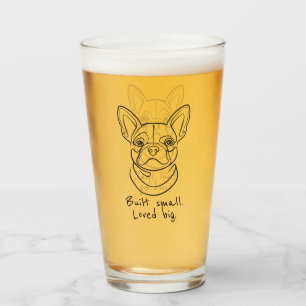 Copo De Pint Arte de Linha do Bulldog Francês. Construído Peque