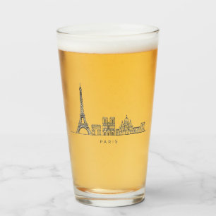 Copo De Pint Arte de Linha Minimalista da Silhueta de Paris