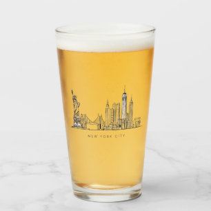 Copo De Pint Arte de Linha Minimalista do Horizonte de Nova Yor