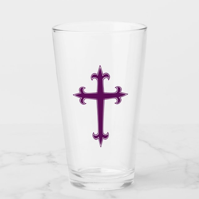 Copo De Pint Arte Devocional da Cruz Roxa para Quaresma e Adven (Frente)