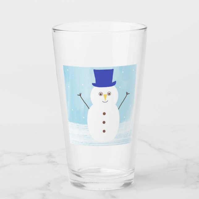 Copo De Pint arte do boneco de neve (Frente)