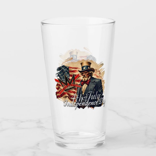 Copo De Pint Arte do Dia da Independência do Tio Sam Sem Reis (Frente)