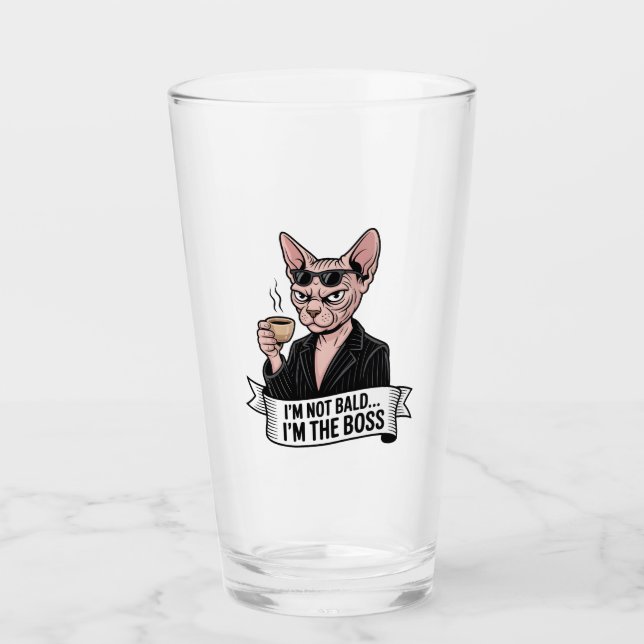 Copo De Pint Arte do Gato Sphynx Chefe Café (Frente)
