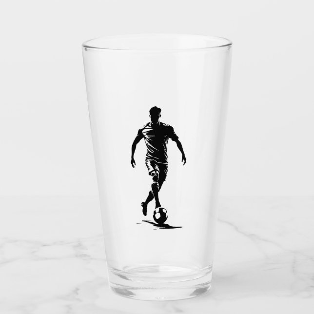 Copo De Pint Arte em Vidro Silhueta de Jogador de Futebol Minim (Frente)