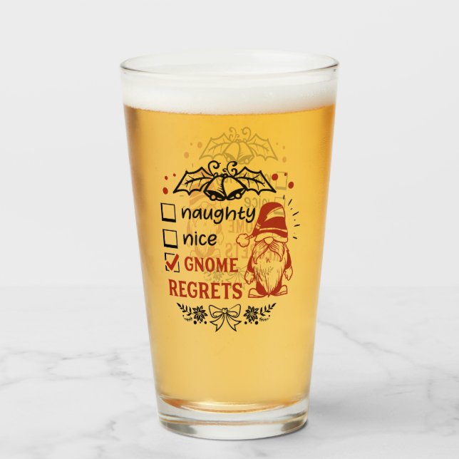 Copo De Pint arte engraçada do gnomo de Natal (Frente (Preenchido))