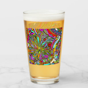 Copo De Pint Arte Fantástica de Esboço - Flores de Abstrato 1