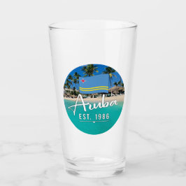 Copo De Pint "Aruba Est. Praia de 1986" com Bandeira