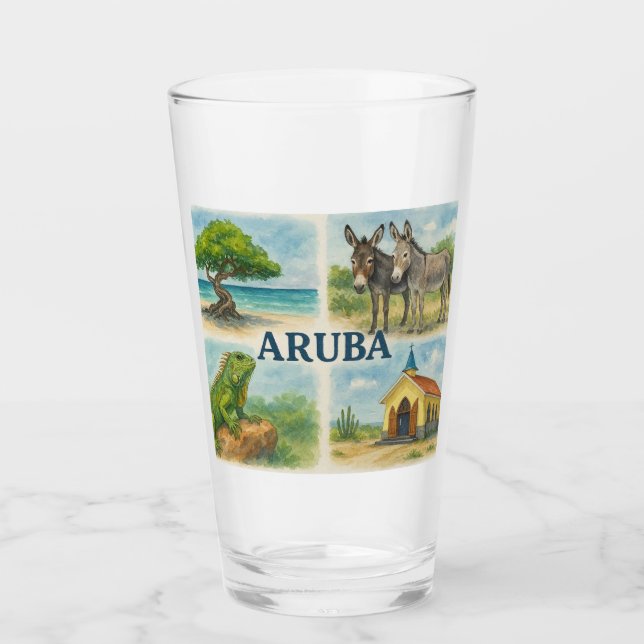 Copo De Pint Aruba multivisual aquarela (Frente)