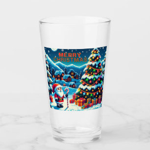 Copo De Pint Árvore de Natal de 8 bits e Papais noeis