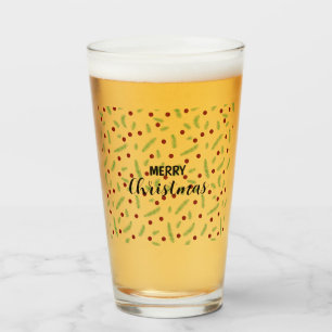 Copo De Pint Árvore de Natal de bolinhas branca Padrão verde ve