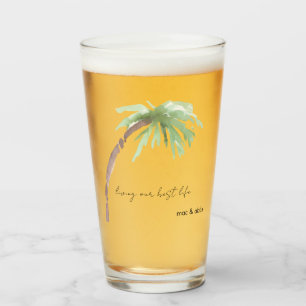 Copo De Pint Árvore Palm Personalizada Vivendo minha melhor vid