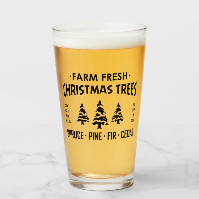 Copo De Pint ÁRVORES DE NATAL FRESCO DE fazenda (Frente (Preenchido))