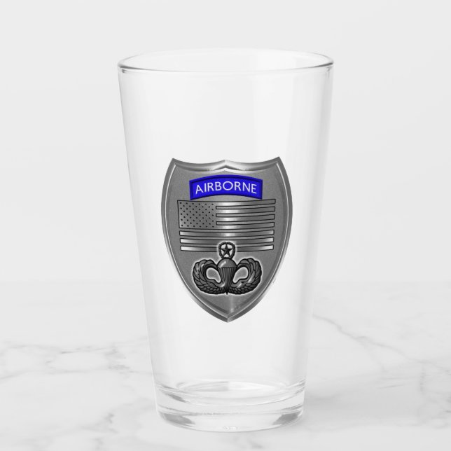 Copo De Pint Asas de Salto Aerotransportado Escudo da Bandeira  (Frente)