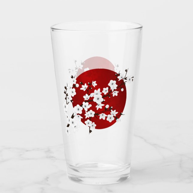 Copo De Pint Asia Floral White Chersom Red (Frente)