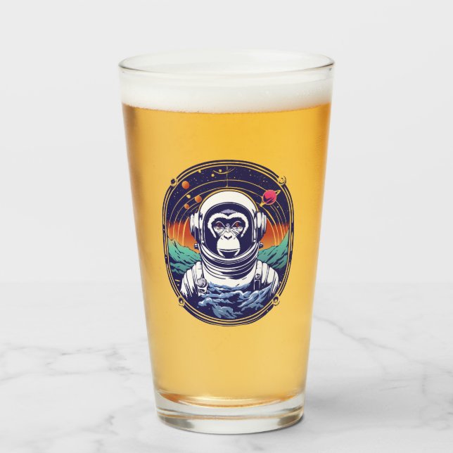 Copo De Pint Astronauta do Macaco Espacial (Frente (Preenchido))