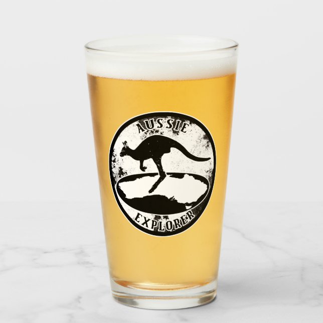 Copo De Pint Aussie Explorer em grunge (Frente (Preenchido))