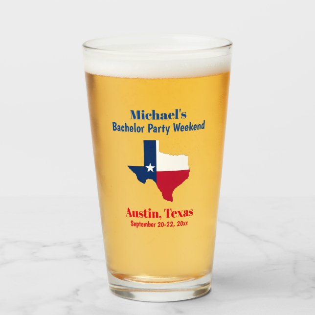 Copo De Pint Austin Texas Bachelor Party Favor da Cerveja Pint (Frente (Preenchido))