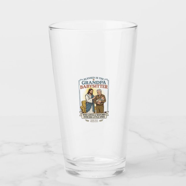 Copo De Pint Avós de Jesus Cuidando Humor Camisa Fé B (Frente)