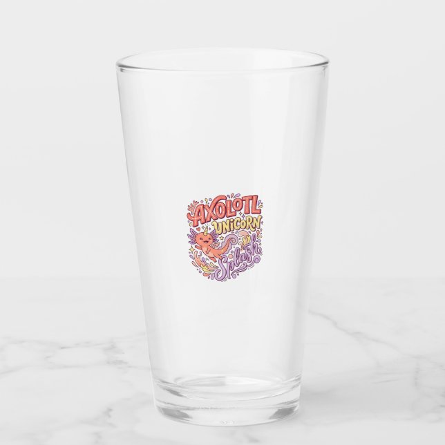 Copo De Pint Axolote Unicórnio Splash Caprichoso Branco Bac (Frente)