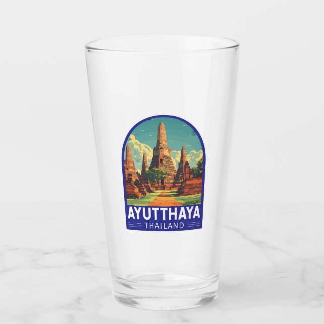 Copo De Pint Ayutthaya Thailand Viagem Art Emblem (Frente)